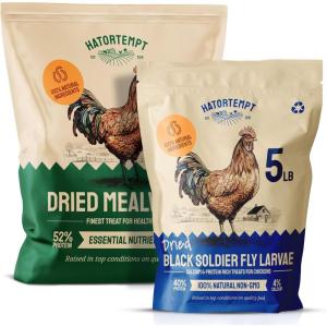 imageHatortempt Chicken Treat Mix  Dried Mealworms 10lb ampamp Black Soldier Fly Larvae for Chickens 5lb  100 Natural Organic Protein Rich Chicken Feed for Laying Hens Ducks Wild Birds  15lb