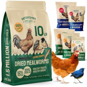 imageHatortempt Dried Mealworms  2 Lb Bag  High Protein Chicken Feed Mealworms for Birds ampamp Chickens  Meal Worms for Wild Birds ampamp Turtles10 Pound Pack of 1