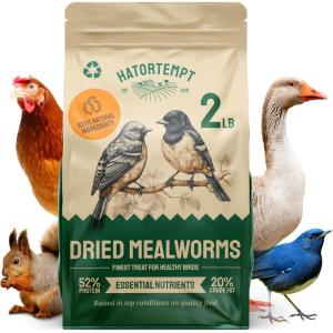 imageHatortempt Dried Mealworms  2 Lb Bag  High Protein Chicken Feed Mealworms for Birds ampamp Chickens  Meal Worms for Wild Birds ampamp Turtles2 Pound Pack of 1