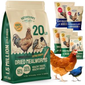 imageHatortempt Dried Mealworms  2 Lb Bag  High Protein Chicken Feed Mealworms for Birds ampamp Chickens  Meal Worms for Wild Birds ampamp Turtles20 Pound Pack of 1
