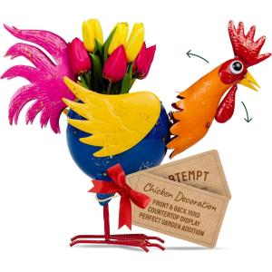 imageHatortempt Metal Chicken Decor  IndoorOutdoor  Chicken Garden Statue  Fruit Bowl Countertop Centerpiece  Metal Rooster Decor  Rust Proof ampamp Weather Resistant  17quot x 75quot x 19