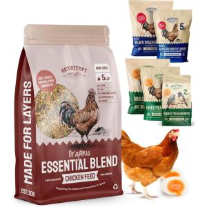 imagePTCOM Hatortempt 5lb Organic Chicken Feed for Laying Hens  3 Grain Essential Blend  5 Calcium with Oyster Shell for Chickens  Grit for Digestion  Chicken Food  Healthier Hens for Healthier Eggs