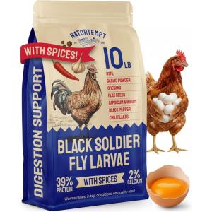 imageHatortempt Spiced Black Soldier Fly Larvae for Chickens 10lb  HighCalcium Organic Worm Treats for Laying Hens  Coated with a Chili Mix for Chickens